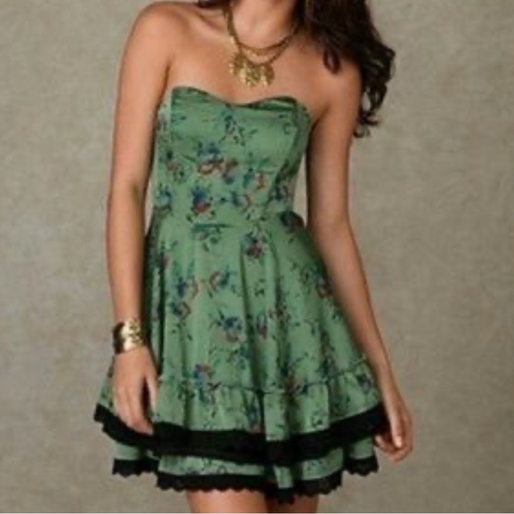Free people boho style corset strapless dress
